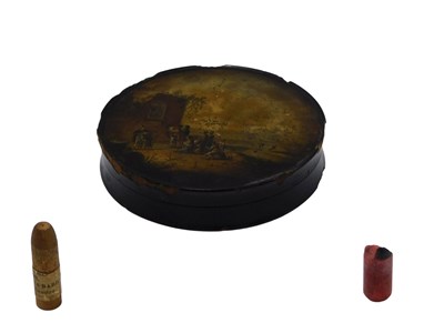 Lot 94 - An early 19thC circular papier mache...