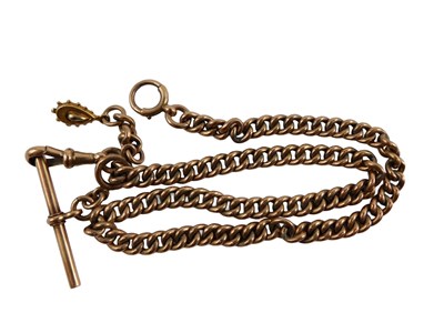 Lot 416 - A 9ct gold curb link watch chain, with bolt...