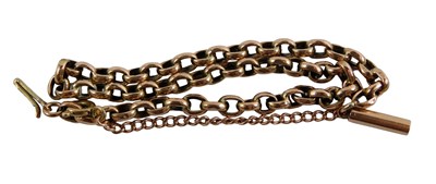Lot 385 - A curb link rose gold bracelet, with safety...