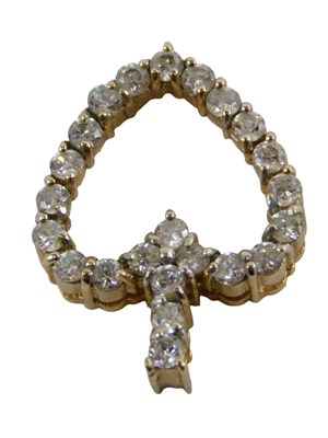 Lot 389 - A 9ct gold heart shaped pendant, set with...