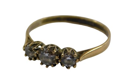Lot 392 - A 9ct gold dress ring, set with three...