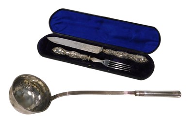 Lot 440 - A Victorian silver plated knife and fork set,...