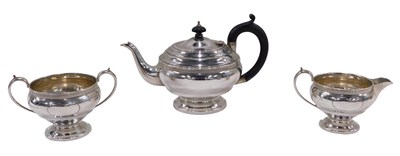 Lot 3 - A George V three piece silver tea set,...