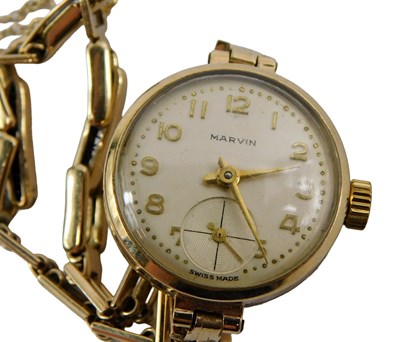 Lot 338 - A 9ct gold Marvin ladies wristwatch, with...