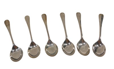 Lot 448 - A set of six silver plated rat-tail pattern...