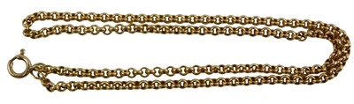 Lot 348 - A curb link neck chain, yellow metal stamped...