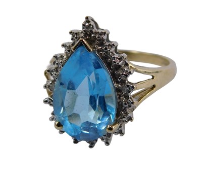 Lot 398 - A 9ct gold dress ring, set with tear drop cut...
