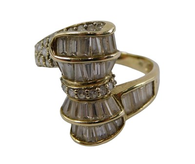 Lot 408 - A diamond dress ring, the central bow design...