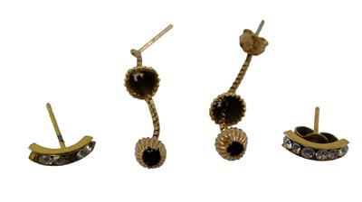 Lot 326 - A pair of 9ct gold drop earrings, 0.7g, and a...