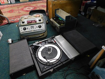 Lot 2114 - A cased Elizabethan record player, together...