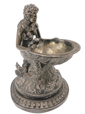 Lot 453 - A 19thC Italian white metal figural table salt,...