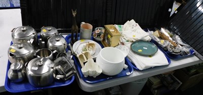 Lot 2141 - Silver plated cutlery, linen, mantel clocks,...