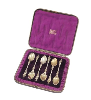Lot 496 - A set of six Victorian silver gilt coffee...