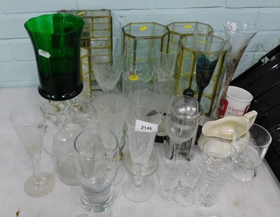 Lot 2146 - A collection of small glass brass framed...