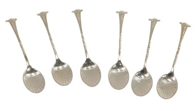 Lot 459 - A set of six Edwardian silver coffee...