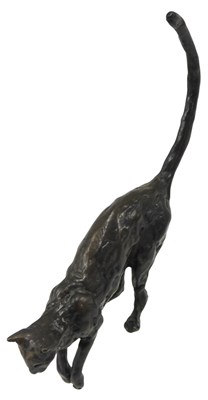 Lot 473 - A small modern bronze sculpture of a pouncing...