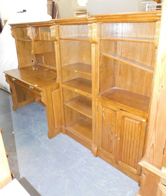 Lot 1503 - An oak computer desk, with matching bookshelf,...
