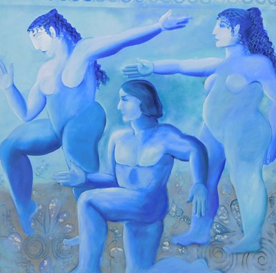Lot 302 - Nik (20thC). Three figure study, oil on canvas,...