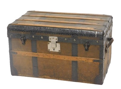 Lot 801 - A late 19thC cabin trunk, with canvas covering...