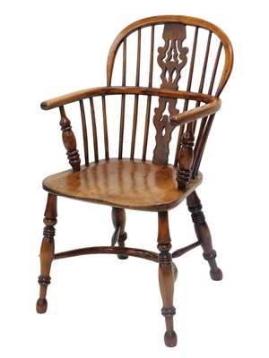 Lot 807 - A 19thC yew and elm Windsor chair, with...