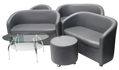 Lot 810 - A suite of grey leatherette office furniture,...