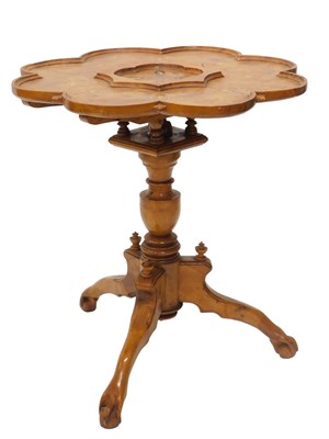 Lot 1166 - A reproduction 18thC style burr elm tripod...
