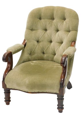 Lot 899 - A Victorian mahogany show-framed open armchair,...