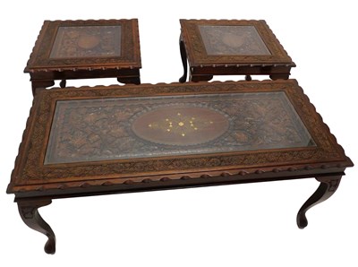 Lot 833 - An Indian carved rosewood rectangular low...