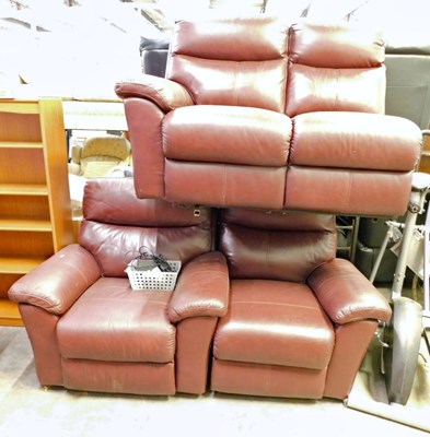 Lot 1583 - A three seater maroon leather La-Z-Boy...