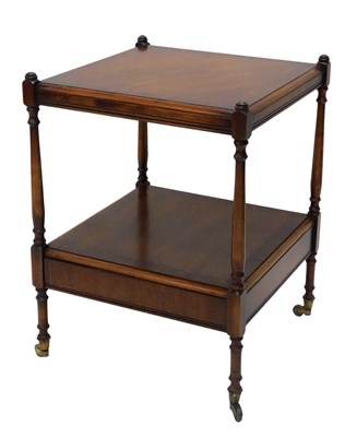 Lot 841 - A reproduction mahogany square two tier stand,...