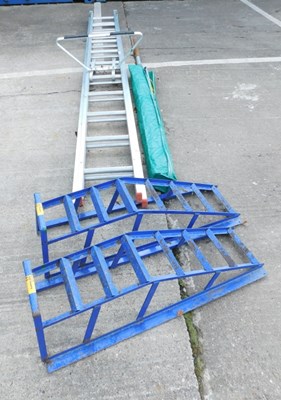 Lot 1607 - A set of aluminium ladders, with adjustable...
