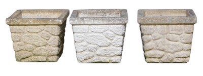 Lot 797 - A set of three reconstituted stone square...