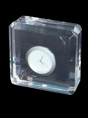 Lot 660 - A Jasper Conran Waterford crystal mantel clock,...