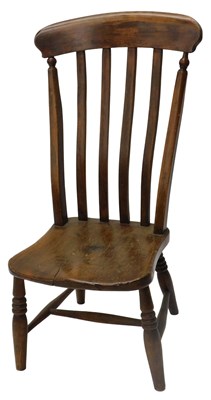 Lot 860 - A 19thC beech lath back side chair, with...