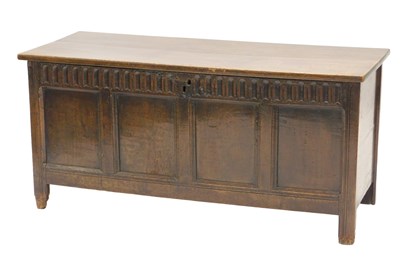Lot 869 - An oak coffer, with plain hinged lid and...