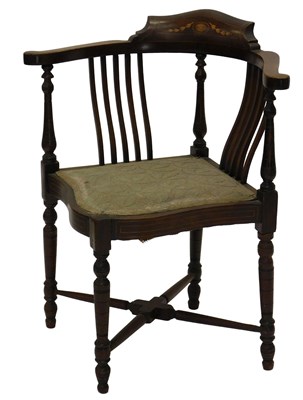 Lot 870 - An Edwardian inlaid mahogany corner...