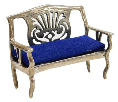 Lot 73 - A 20thC silver miniature of a two seater sofa,...