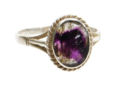 Lot 103 - A silver and Blue John ring, the cabochon...