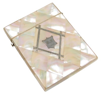 Lot 122 - A late 19thC mother of pearl calling card case,...
