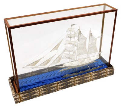 Lot 152 - A Chinese filigree model of a three masted...