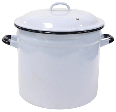 Lot 253 - A late 20thC grey and black enamel stock pot,...