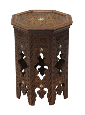 Lot 871 - An Indian carved wood and mother of pearl...