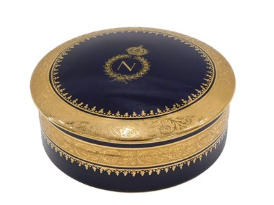 Lot 264 - A Limoges royal blue box and cover, with...