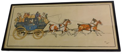 Lot 617 - After Cecil Aldin. The Perth to Aberdeen Coach,...