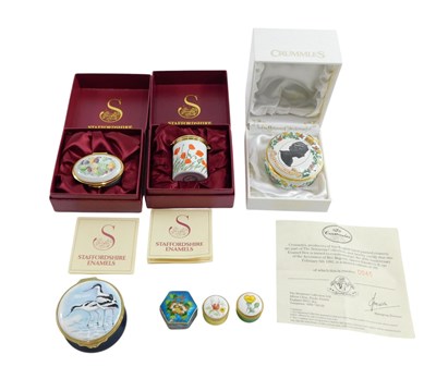 Lot 255a - Crummles and Staffordshire enamel boxes,...