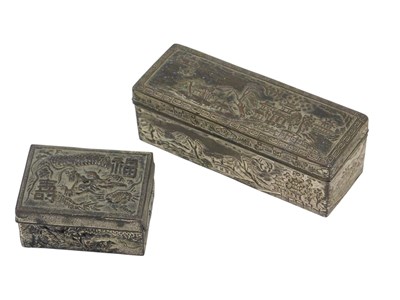 Lot 512 - Two early 20thC Chinese white metal jewel...