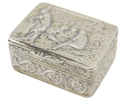 Lot 513 - An Italian white metal rectangular pill box,...