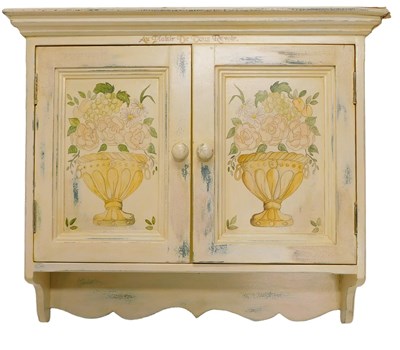 Lot 727 - A painted wall cabinet, bearing slogan Au...