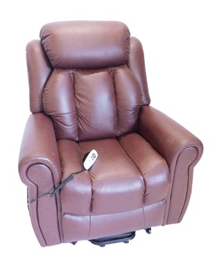 Lot 731 - A brown leatherette electric reclining armchair.