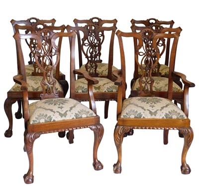 Lot 900 - A set of eight mahogany dining chairs, in...